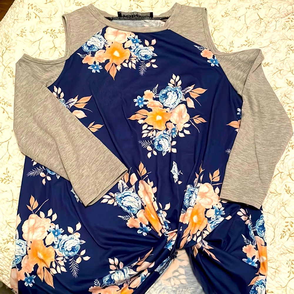 Floral print blue/grey